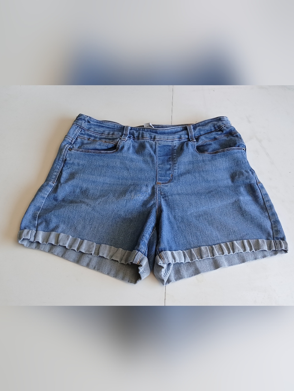 Time And True Denim Ruffle Hem Women's Shorts - Blue